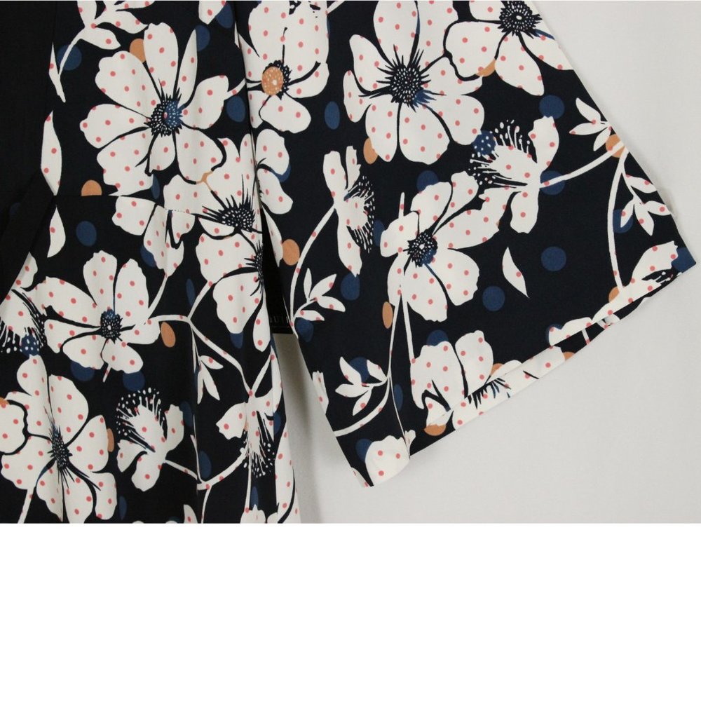 NWT Eloquii Navy Floral Tie-Back Waist Dress - Picture 7 of 12